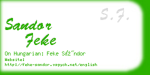 sandor feke business card